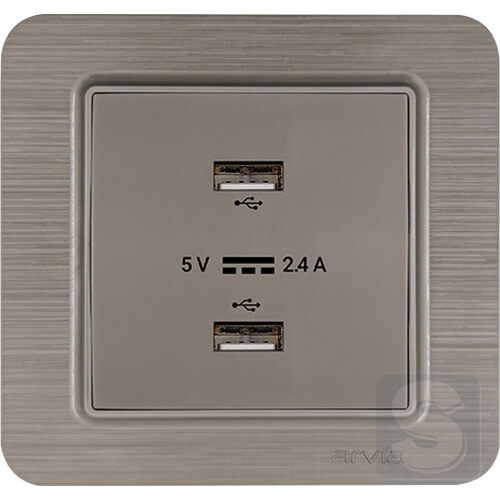 Розетка USB-A + USB-A 5V-2.4A Arvia Electric Lavin Медь (21 28 4010 302)